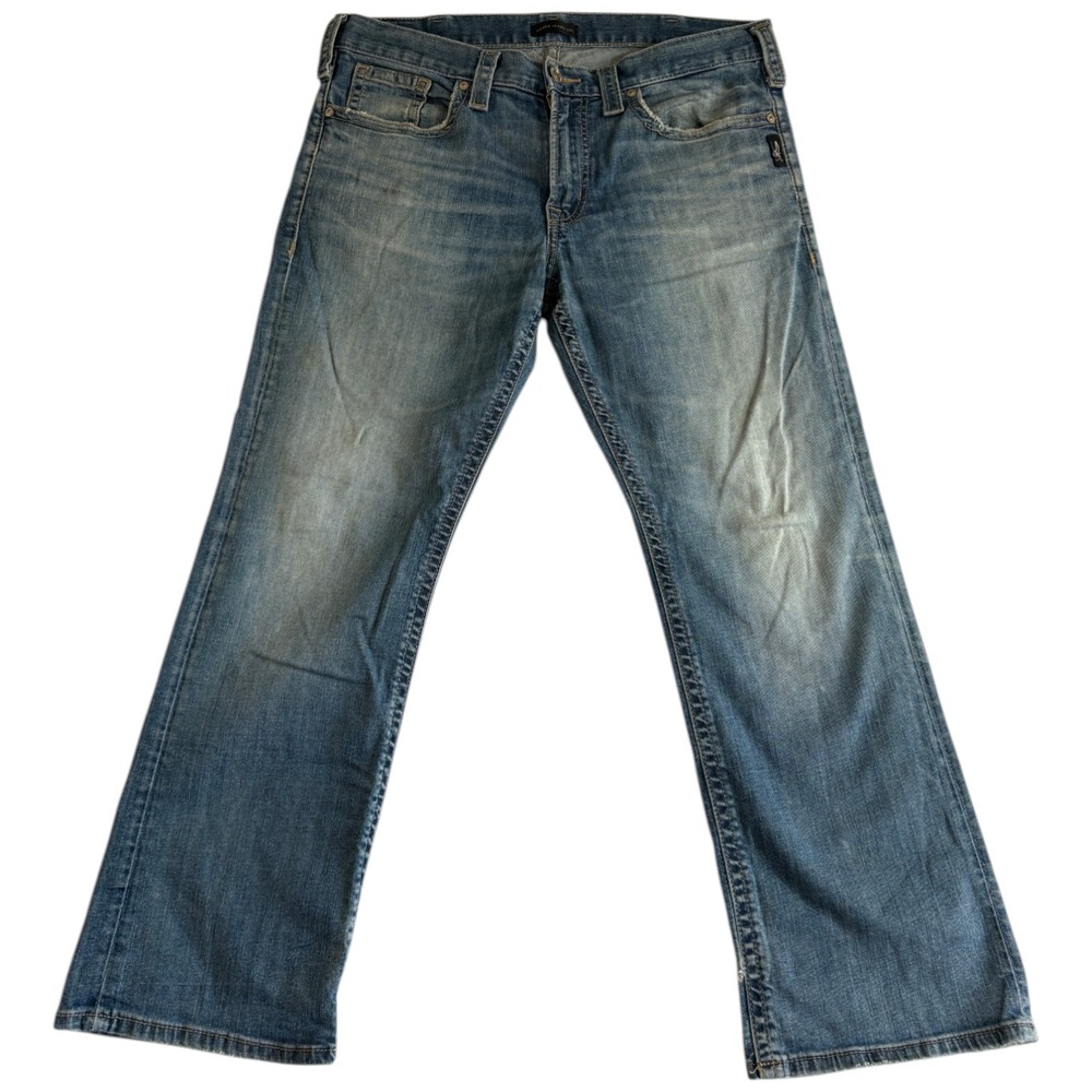 Silver Jeans Co. Zac Mens 35x30 (35x28.5) Blue Denim Relaxed Fit Straight Leg